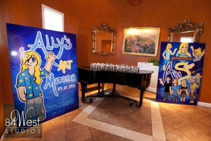 An Amazing Art Themed Bat Mitzvah Mitzvahmarket Aly S Art Mitzvah Entrance And Placecard Table