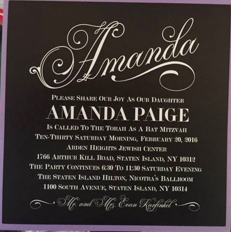 Bat Mitzvah invitation